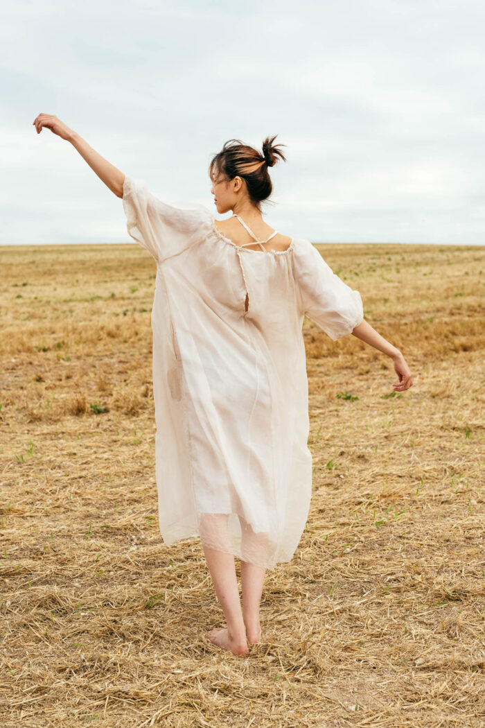 model wearing bridie dress sula