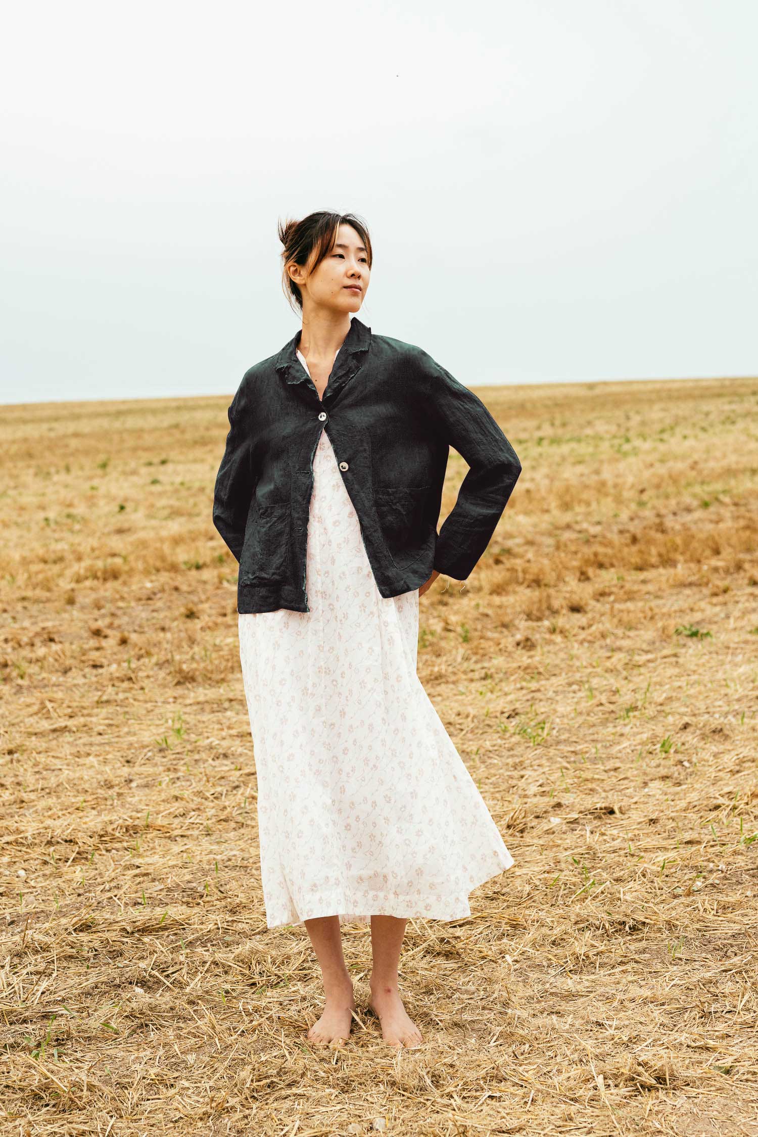 Linen jacket with raw edges sale big stan jacket linen - Sula Clothing