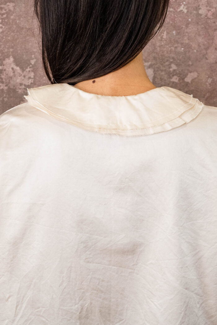 round collar blouse silk cotton satin - Image 4