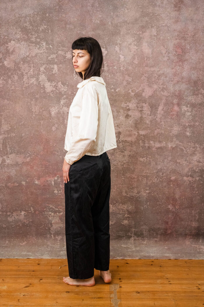 round collar blouse silk cotton satin - Image 7