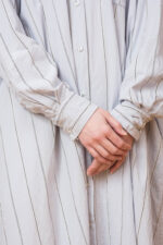 model wearing shirt dress sula Stripy big shirt dress