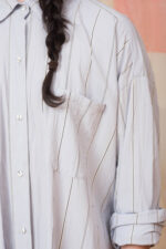 model wearing shirt dress sula Stripy big shirt dress
