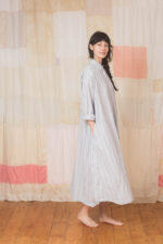 model wearing shirt dress sula Stripy big shirt dress