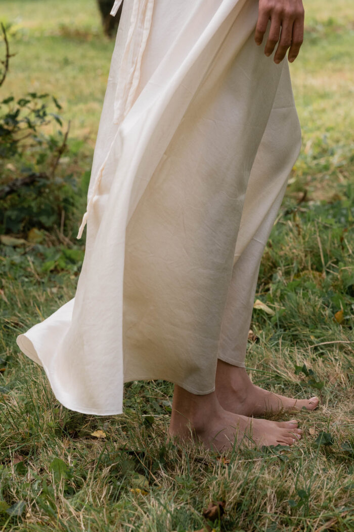 model wearing bias cut silk dress sula bias cut silk dress