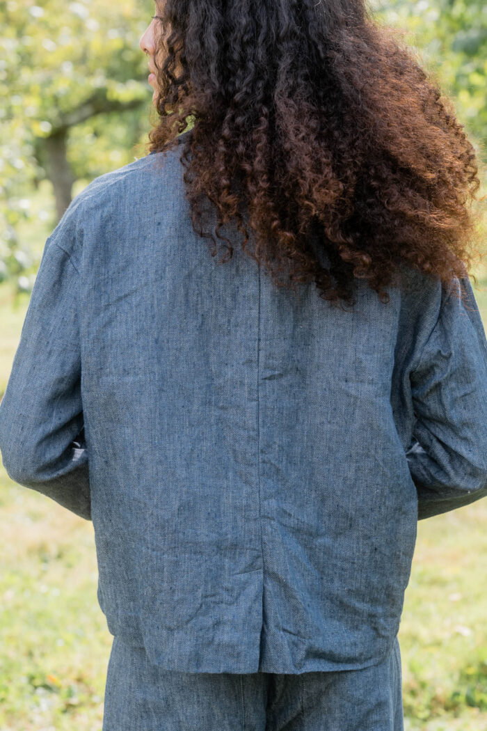 model wearing big stan denim