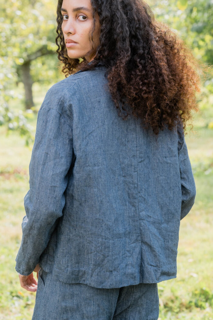 model wearing big stan denim