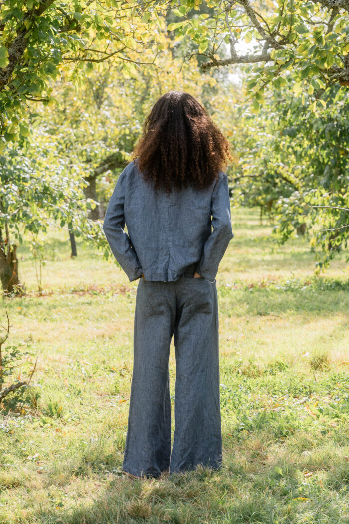 model wearing big stan denim