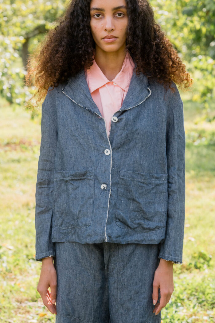 model wearing big stan denim