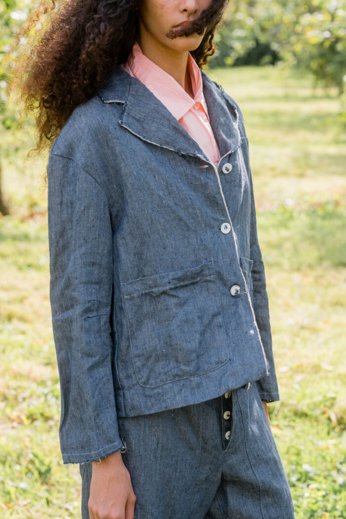 model wearing big stan denim