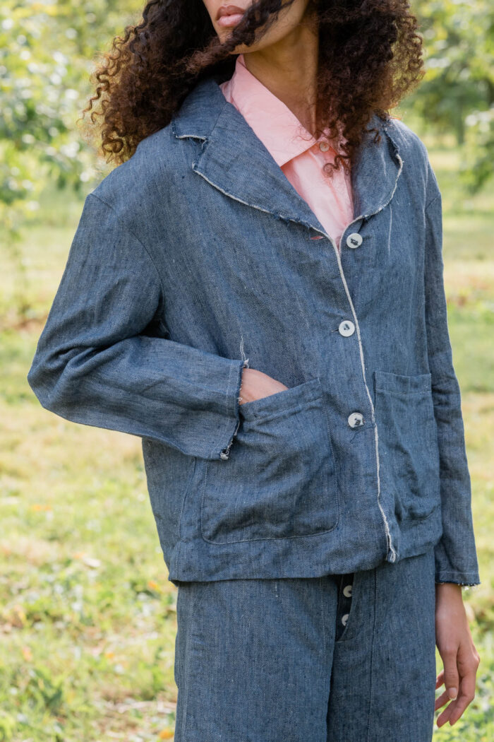 model wearing big stan denim