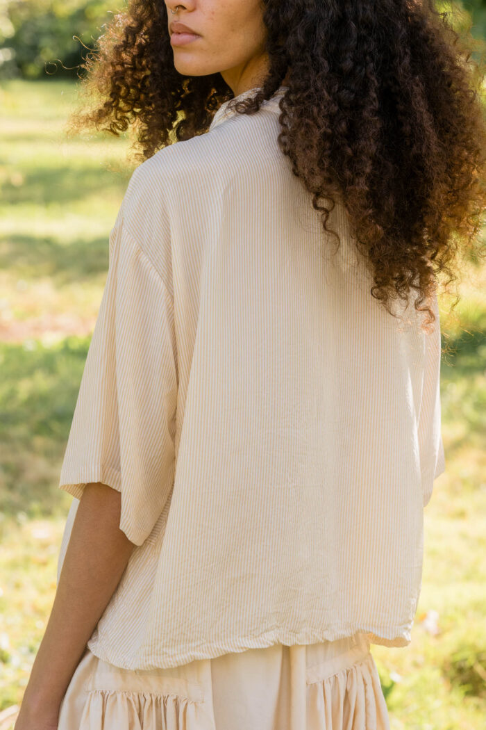 model wearing clean shirt stripy turchi