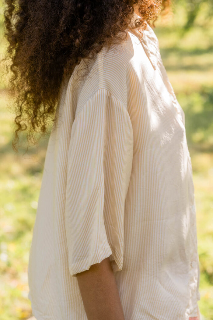 model wearing clean shirt stripy turchi