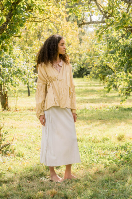 model wearing cloudy day jacket cotton belice