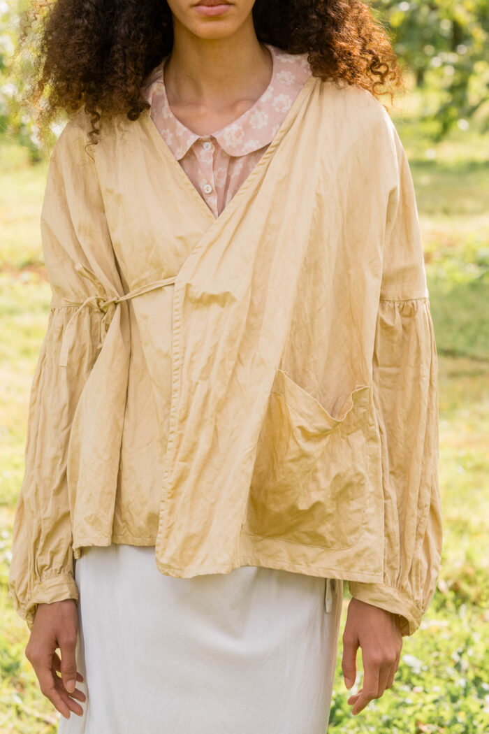 model wearing cloudy day jacket cotton belice