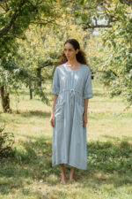 model wearing comfy pocket dress scs sula silk drawstring dress