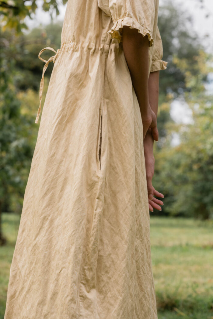 model wearing comfy yoke dress belice sula shirt waist dress