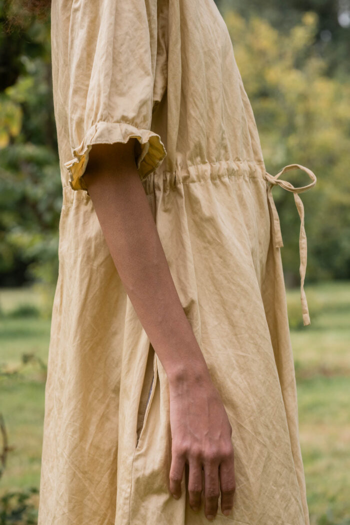 model wearing comfy yoke dress belice sula shirt waist dress