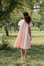 model wearing dolls dress tiny check sula a-line check cotton dress