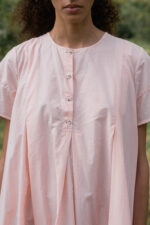 model wearing dolls dress tiny check sula a-line check cotton dress