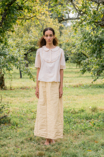 model wearing idle skirt belice front