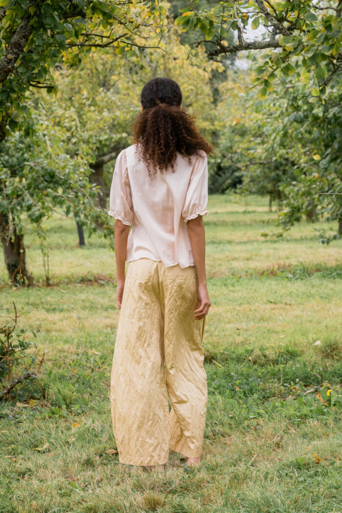 model wearing tailored line pants cotton belice