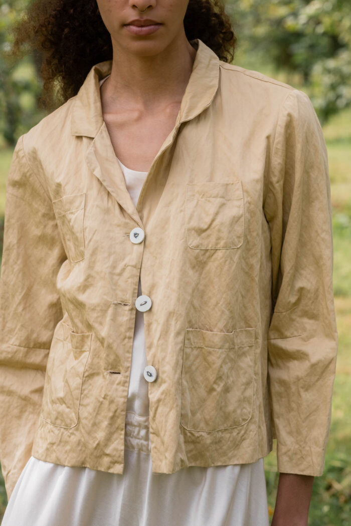 model wearing stanley jacket belice sula tiny boy style blazer