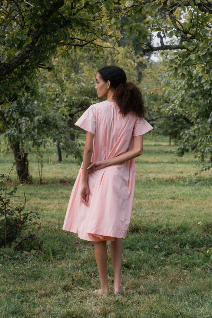 model wearing dolls dress poplin sula a line dress