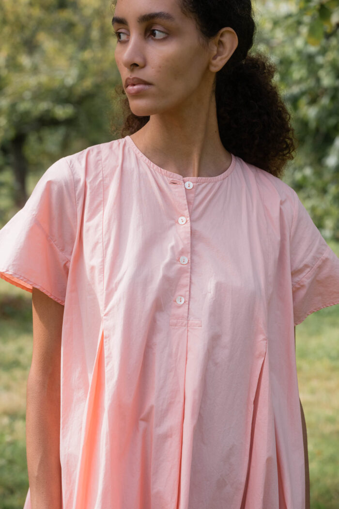 model wearing dolls dress poplin sula a line dress