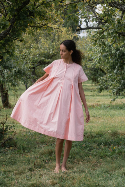 model wearing dolls dress poplin sula a line dress