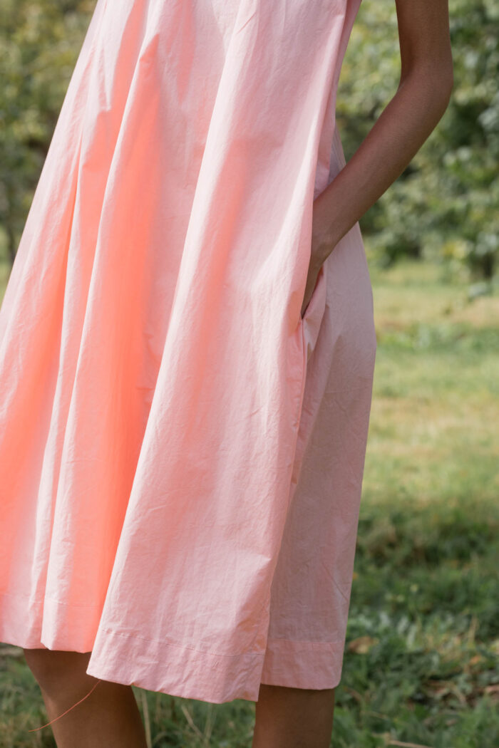 model wearing dolls dress poplin sula a line dress