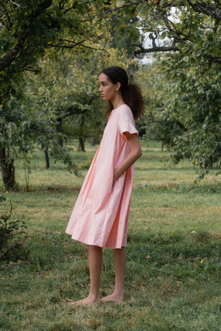 model wearing dolls dress poplin sula a line dress