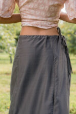 model wearing idle skirt silk cotton satin