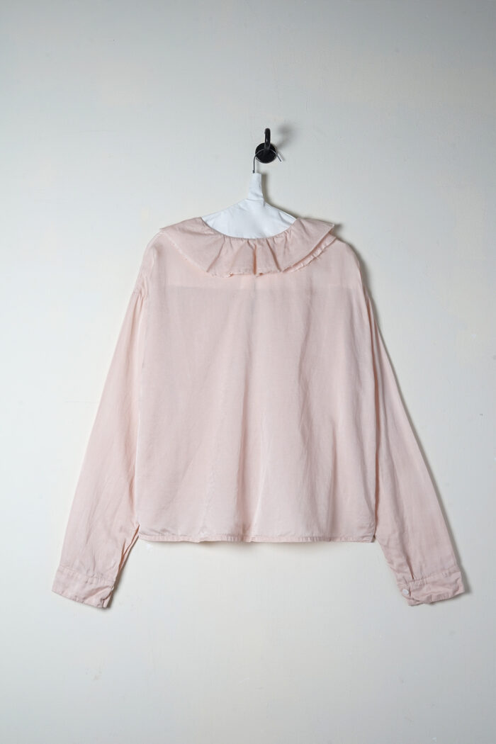 puckered collar blouse silk cotton satin - Image 4