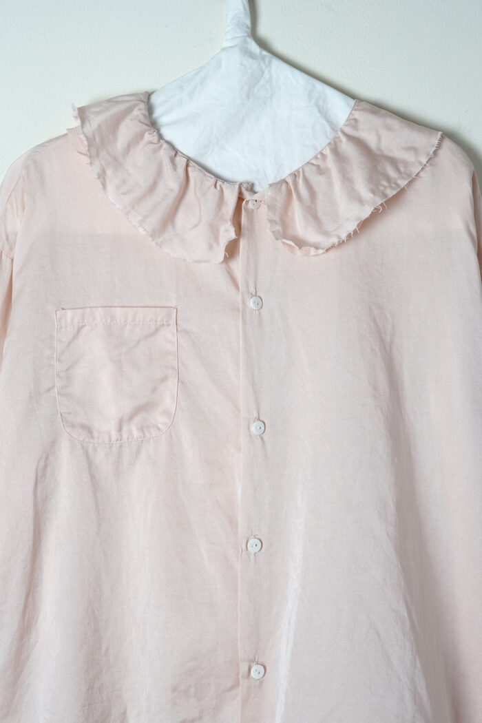 puckered collar blouse silk cotton satin - Image 2