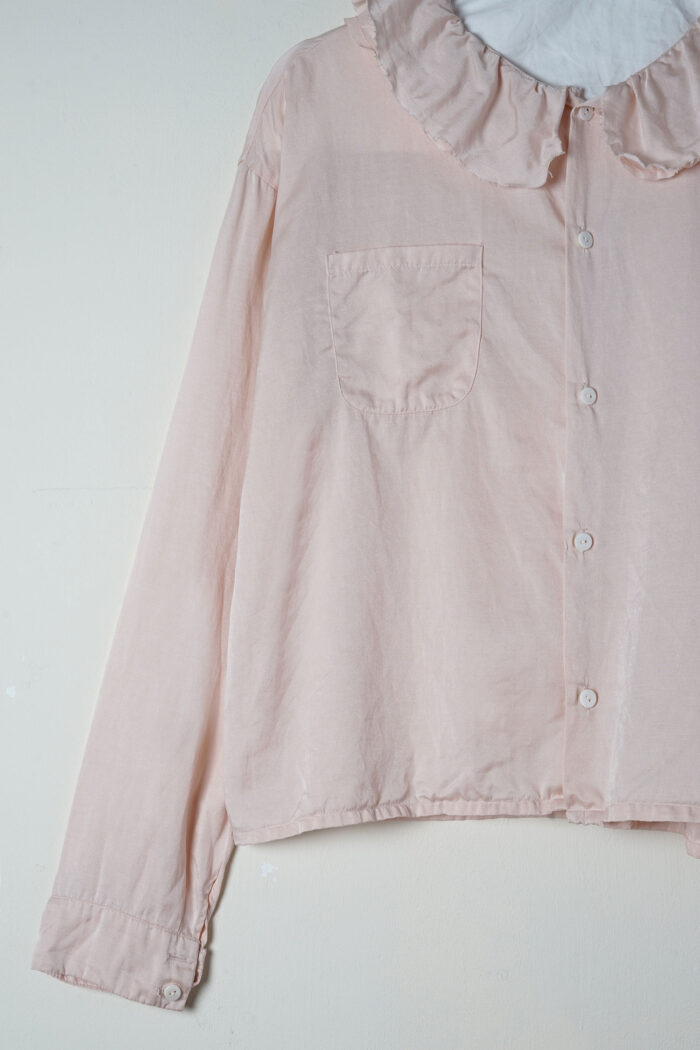 puckered collar blouse silk cotton satin - Image 3