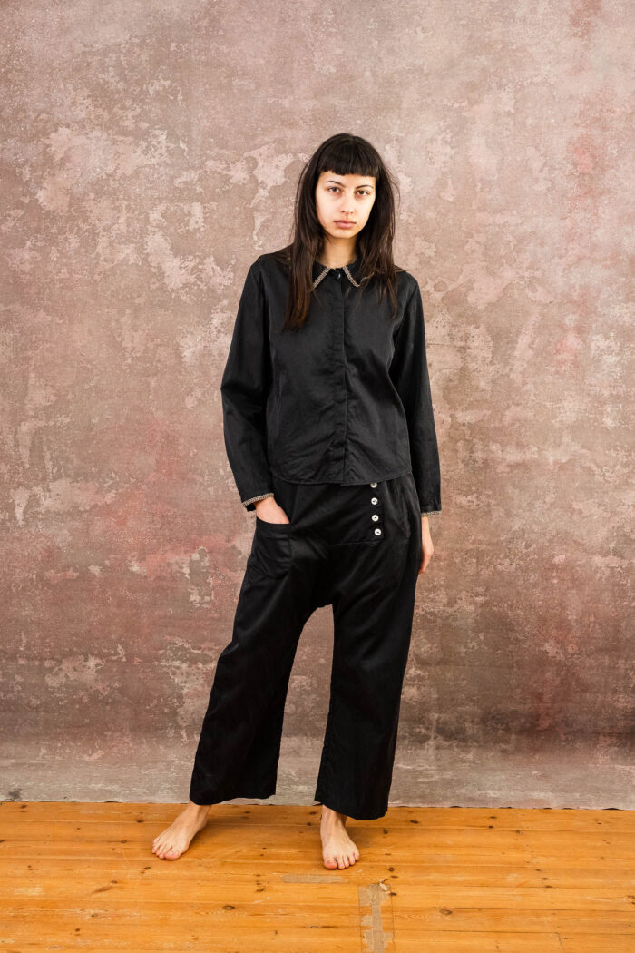 embroidered collar shirt silk cotton croccante - Image 6