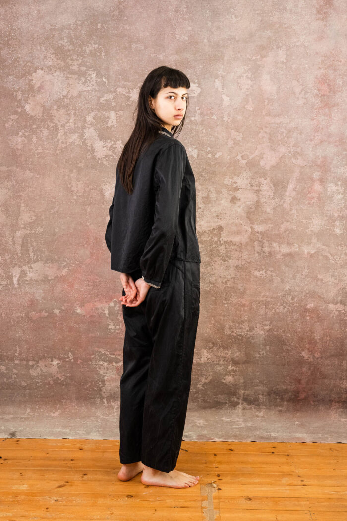 embroidered collar shirt silk cotton croccante - Image 3