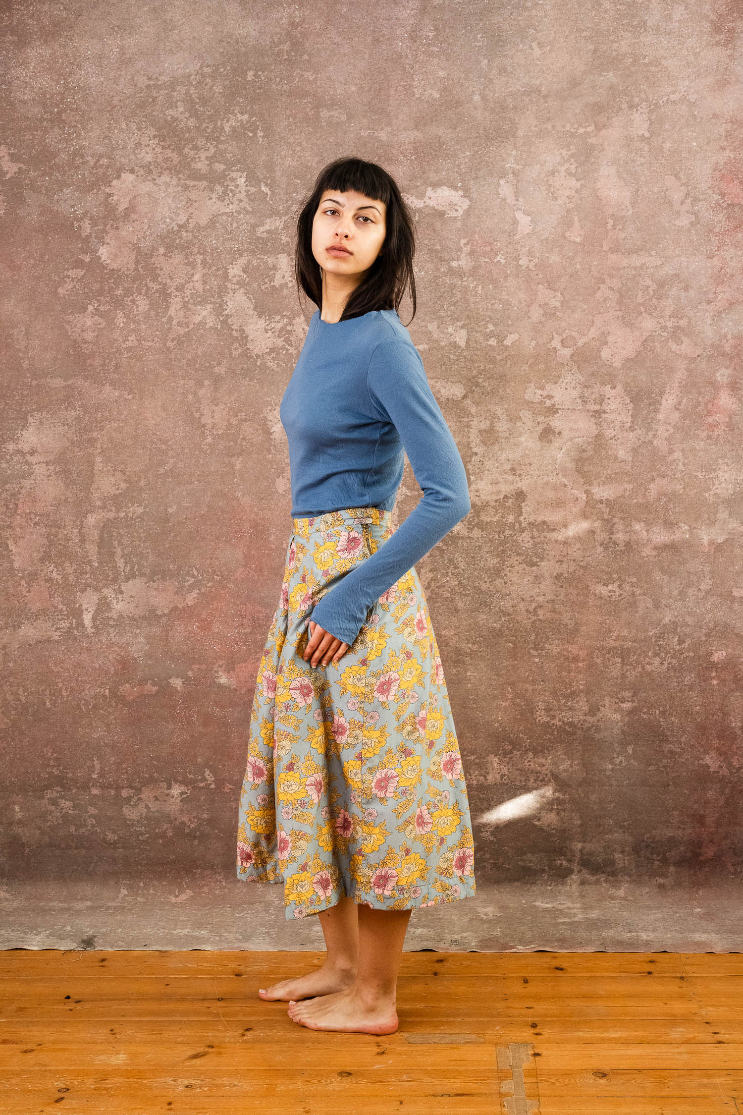 Tee Blue Rowan skirt Blue Flower side 2 copy tee cotton jersey - Image 1