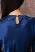 model wearing winter bias cut dress sula long satin bias cut dress