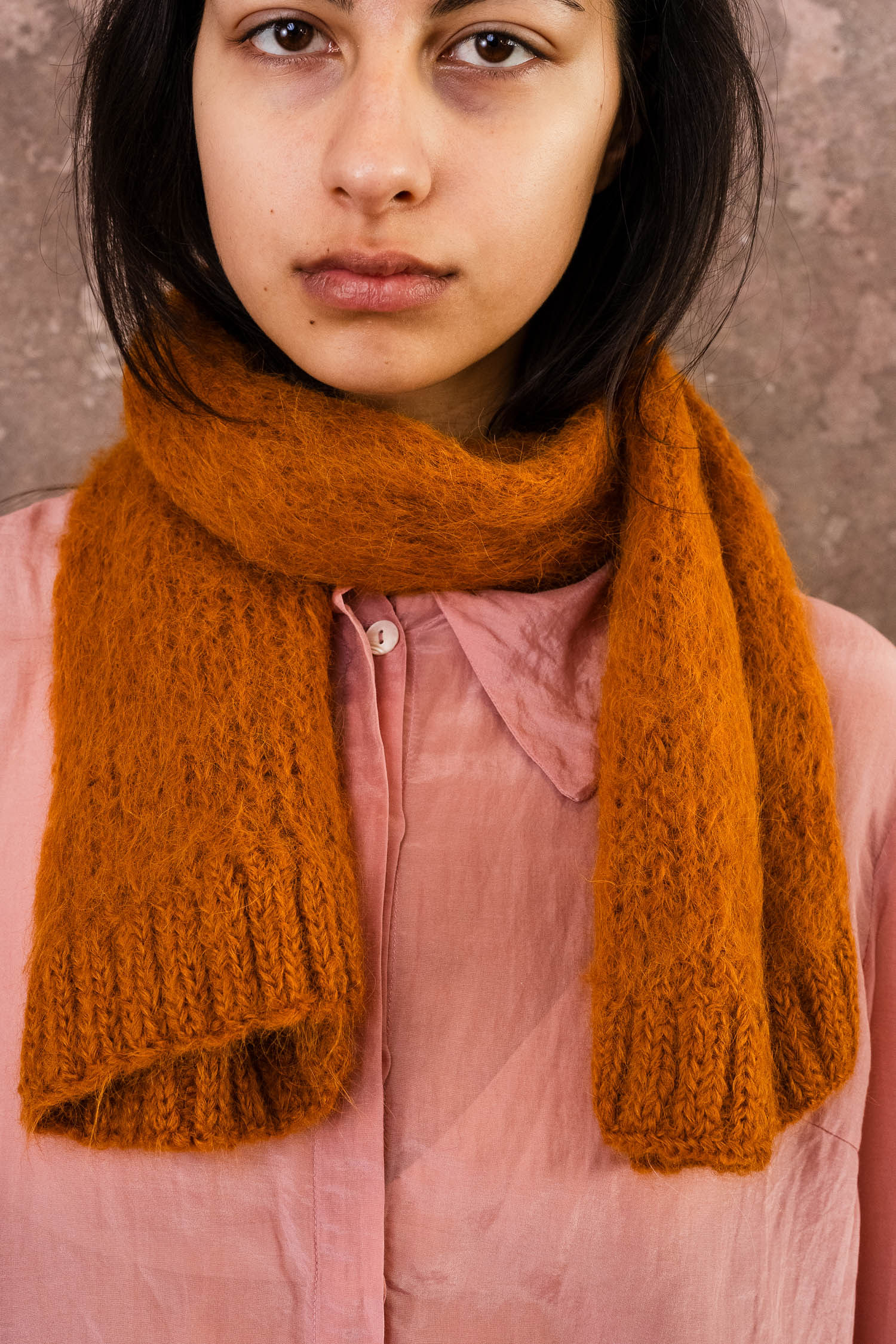 orange scarf 3 fluffy small scarf - Image 1