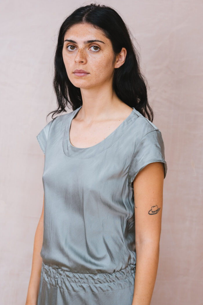 bias cut dress silk cotton satin - Image 7