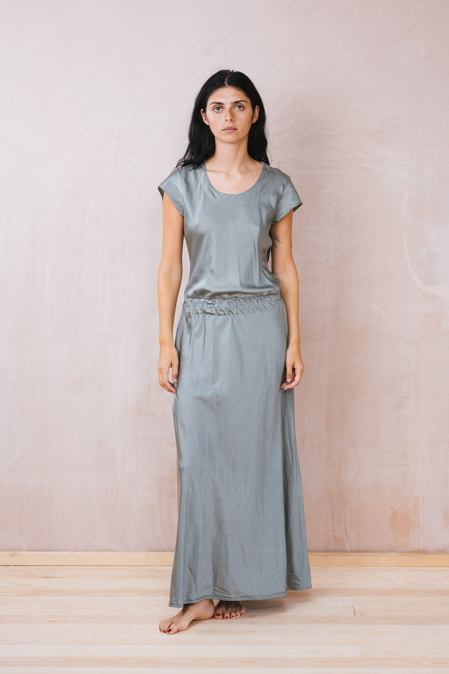 Bias cut Dress Front bias cut dress silk cotton satin - Image 1