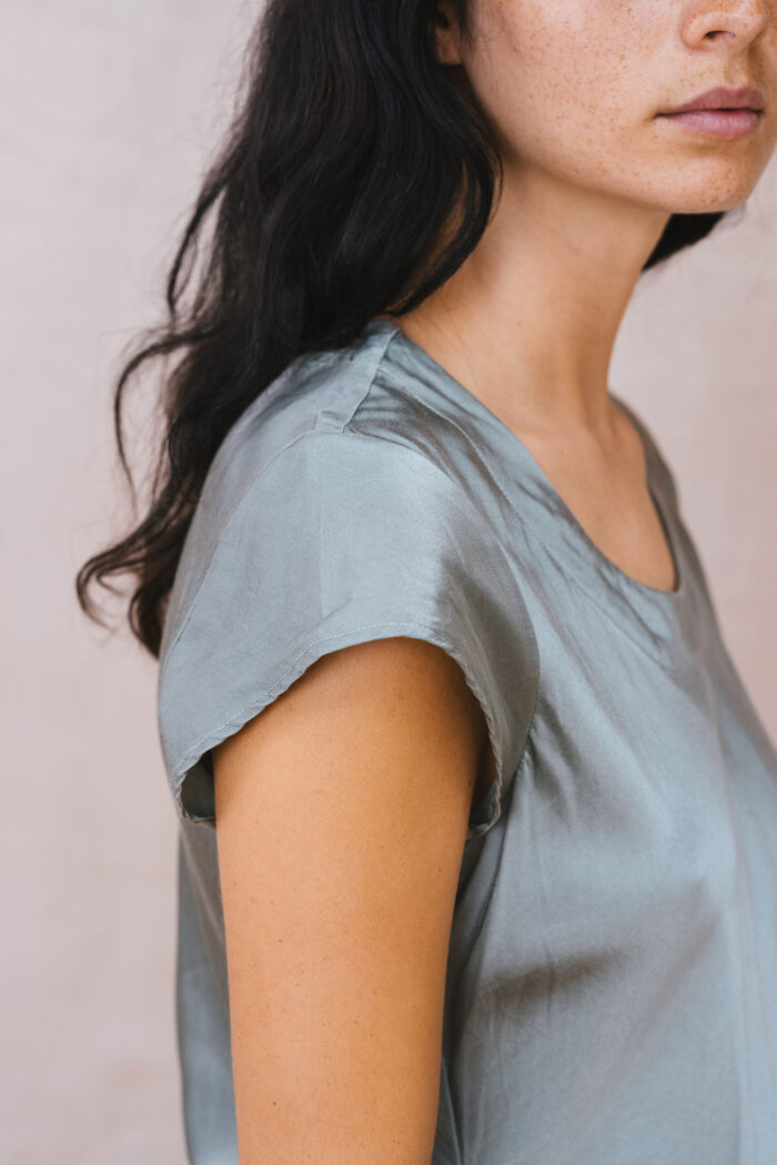 bias cut dress silk cotton satin - Image 9