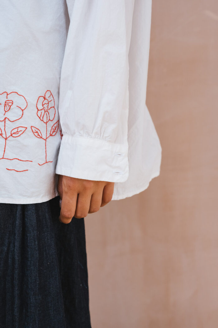 flowers button thru shirt kilberry cotton - Image 8