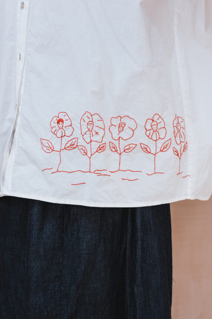 flowers button thru shirt kilberry cotton - Image 3