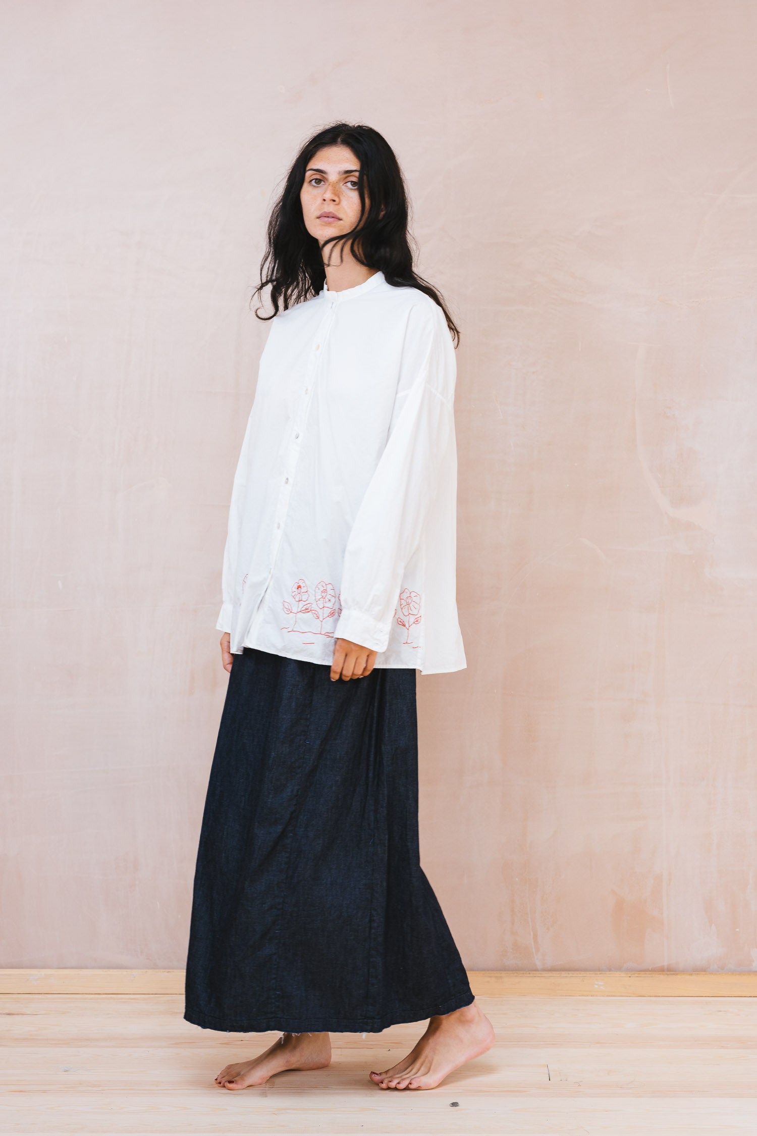 flowers button thru shirt kilberry cotton - Sula Clothing