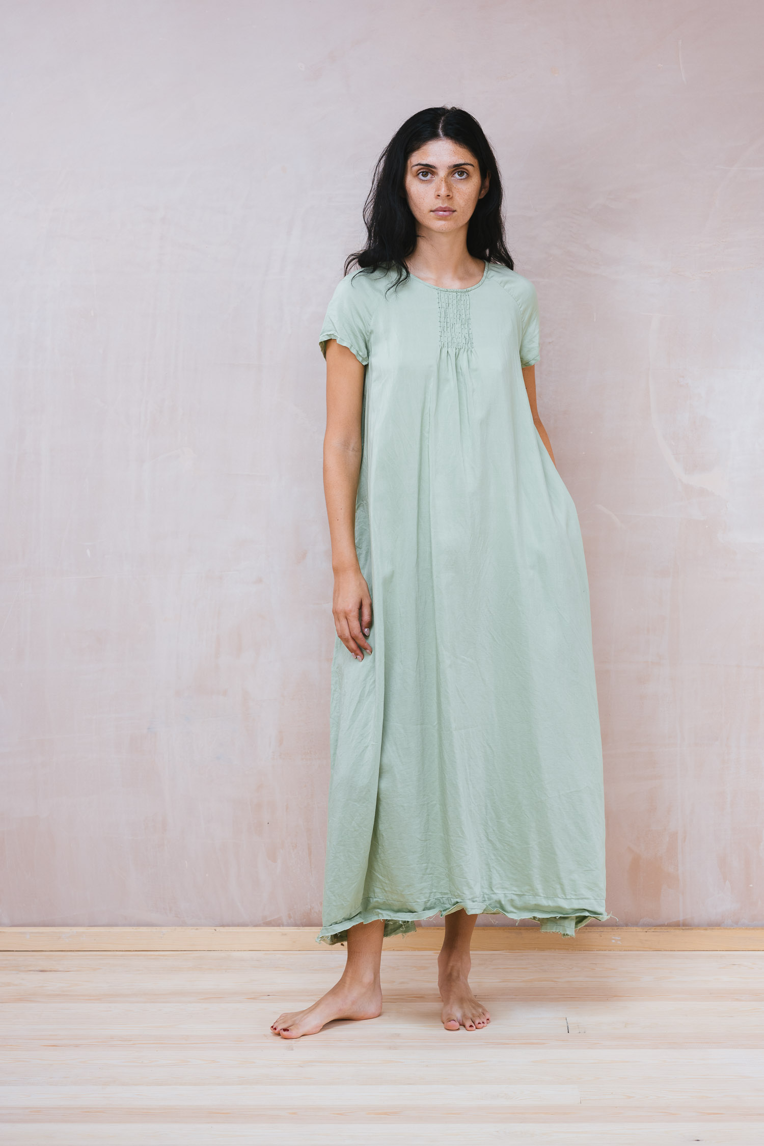 Smock Dress Silk Cotton Front 4 smock dress silk cotton satin - Image 1