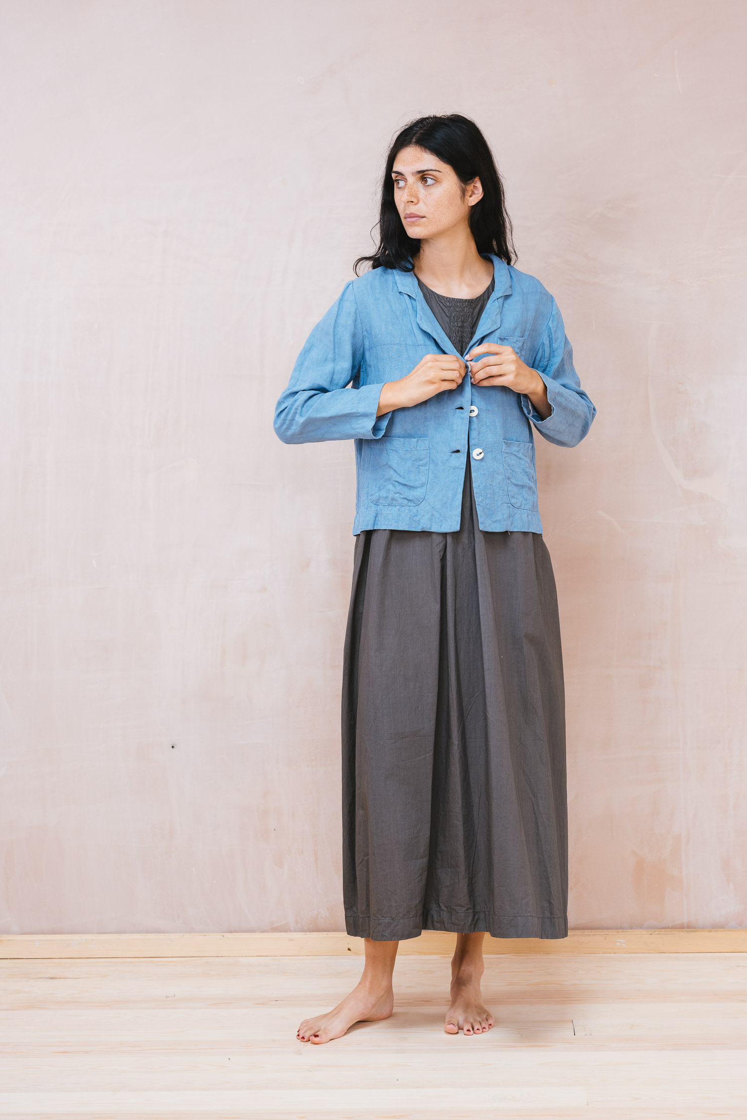 Stanley Jacket Linen Twill Smock Dress Front stanley jacket linen - Image 1