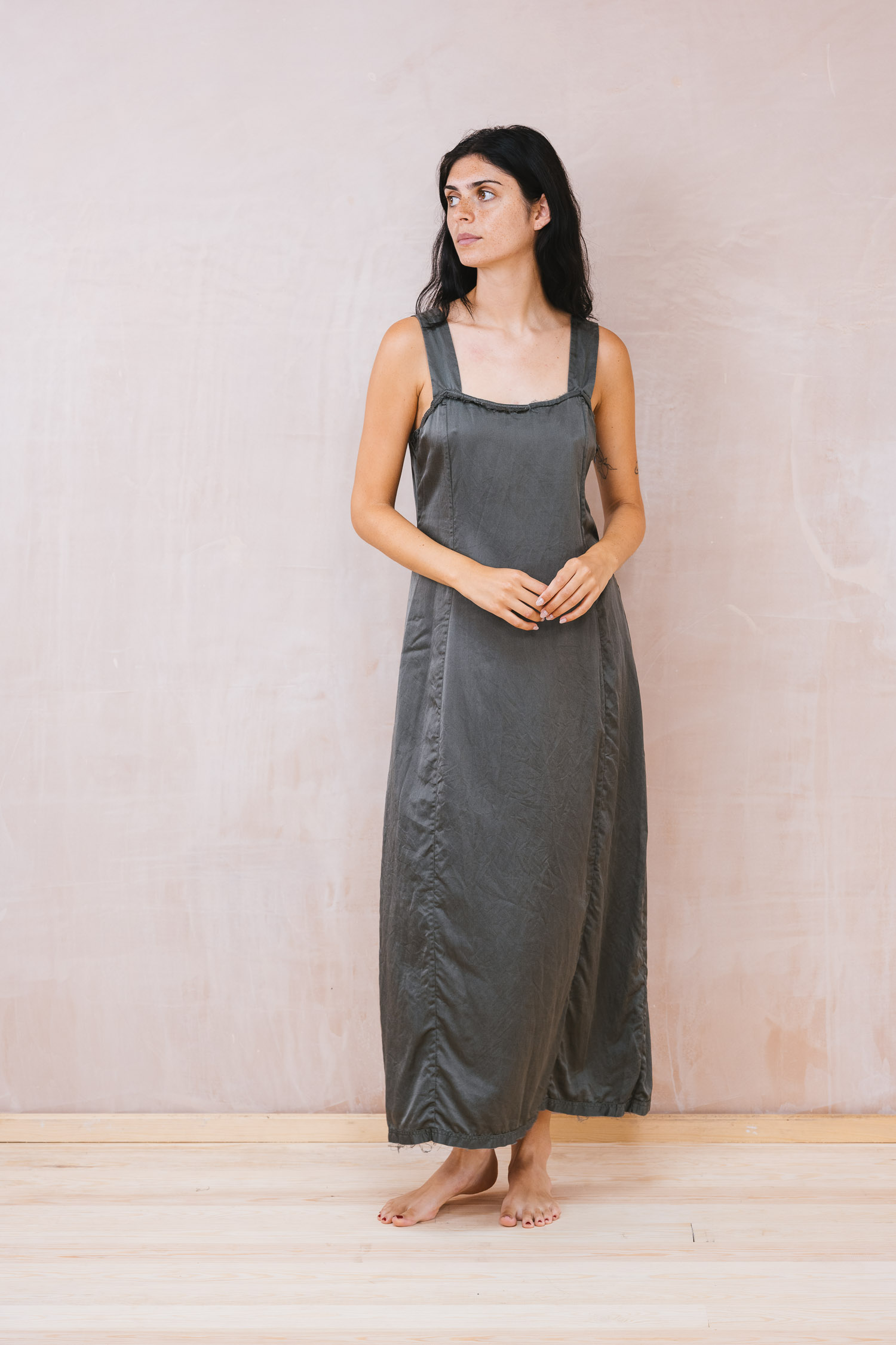 Wide strap Dress Front wide strap dress silk cotton satin - Image 1
