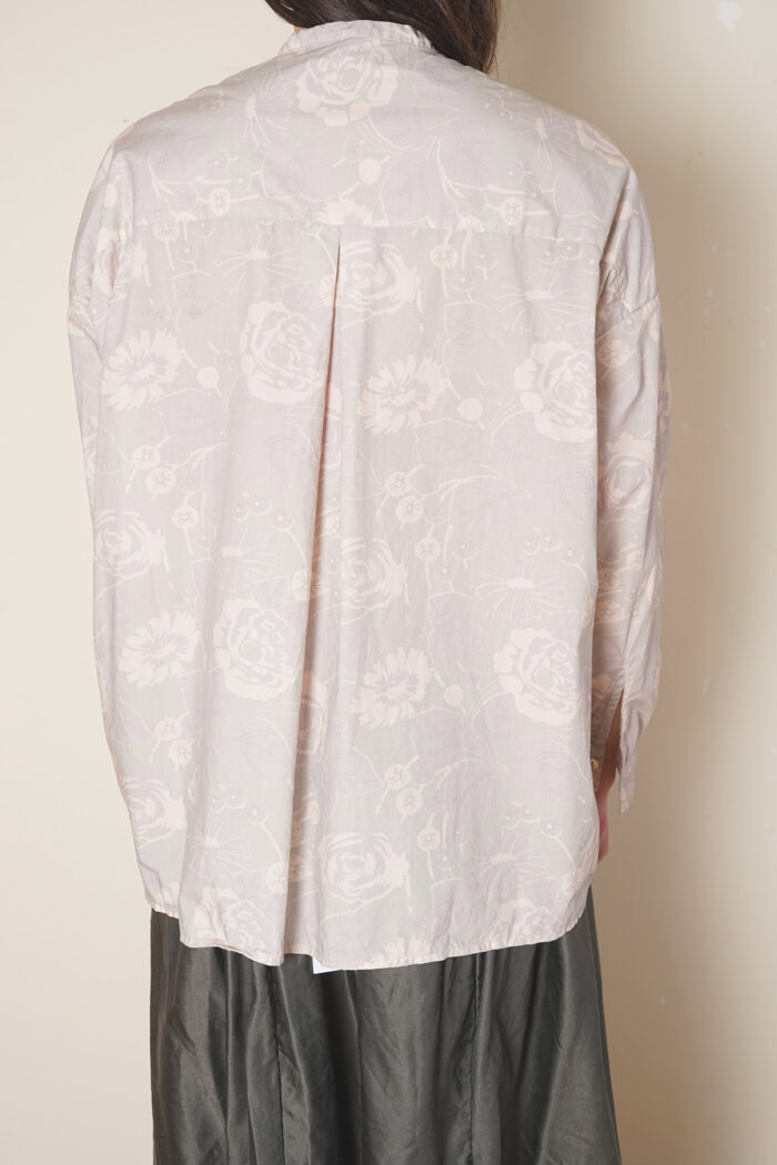 button thru shirt cotton poplin rose print - Image 4